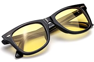 Myiaur Classique Mode Lunette Jaune Conduite de Nuit Anti Eblouissement Polarisantes pour Femme - Protection UVA UVB