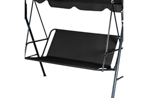 UQXSTAR Hollywoodschaukel Auflage Ersatzteile Gartenschaukel Ersatzpolster Gartenstuhl Sitzbezug 900D Oxford Gewebe Wasserdicht Reißfest für 2&3 Sitzer Schaukelsitzbezug (Schwarz, 138 x 50 x 50 cm)