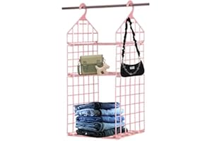 HGYZE - Mensola per appendere vestiti, 3 strati, armadietto in plastica, ventilato, visibile, per la cameretta dei bambini, per campeggio, bagno, rosa corta