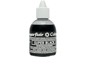 SUGARFLAIR COLOURS Sugarflair Super Black Liquid Food Colouring, Max Concentrate For Colouring Sugarpaste, Buttercream, Icing, Royal Icing, Macarons, Meringues, Cake Decorations and more - 60ml