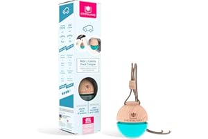 CRISTALINAS | Ambientador Esfera para Coche| Aroma Bebé y Colonia | 100% Puro | Absorbe Olores| Larga Duración 8 Semanas | |Multiposición pinza o colgante | 6 ml | 0% Alcohol
