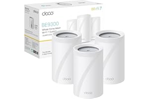 TP-Link Deco BE9300(3-pack) WiFi 7 BE9300Mbps Whole Home Mesh WiFi System, 2.5Gbps Ports, VPN Supported, Router & Extender Booster, AI-Driven Mesh, 6 GHz Band, Homeshield, Alexa & Google
