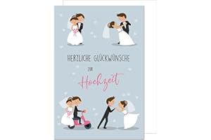 Edition Seidel Kartka ślubna premium z życzeniami z okazji ślubu z kopertą. Pojedyncza zabawna kartka ślubna kartka z życzeniami serdeczne życzenia nowożeńców komiks (H446 SW023)