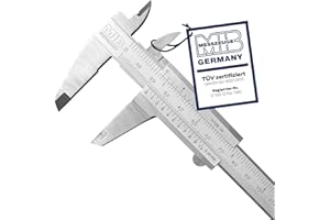 MIB GERMANY MIB Messschieber mit Feststellschraube DIN 862 150mm | Schieblehre rostfreier Stahl | Analog Messschieber | Schublehre mattverchromt | Präzisions-Messgerät für 4-fach Messung | Messwerkzeug