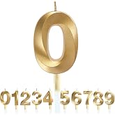 Birthday Number Candles 3D Shape Birthday Cake Candles Gold Glitter Birthday Candles Decorative Decoration for Birthday Anniversary Wedding Graduation Party