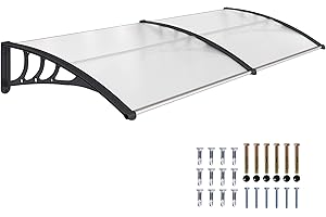 Outsunny Auvent de Porte d'entrée, Toit Marquise de Porte Exterieur en Polycarbonate et Aluminium résistante Toit abri Protection Contre la Pluie et UV pour terrasse, Balcon, 195 x 75 cm, Transparent