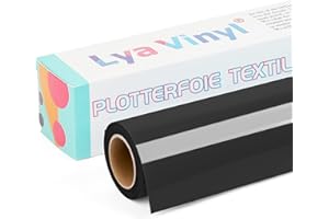 ‎LYA VINYL Lya Vinyl Plotter Film Textile, 30.5 x 305 cm, Black Flex Film Plotter Textile for Cricut and Silhouette Cameo, Textile Film Plotter for DIY Fabric and Shirt