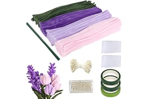 KQWVZ Pipe Cleaners Flower Set, 400 Pieces Pipe Cleaner Flower Set for Crafts, Flower Stamen for Bouquet DIY, Pipe Cleaners for Crafts for Wedding Gift, Holiday Decoration (Pink)