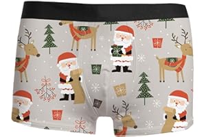 GENERISCH Weihnachten Boxershorts Herren Bedruckt Unterhosen Männer Weihnachts Unterhose Weich Bequeme Retroshorts mit Elastische Taille Weihnachtsabend Boxer Brief Trunks