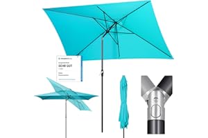 Sekey 200 × 300 cm Aluminum Sonnenschirm Marktschirm Gartenschirm Terrassenschirm Sonnenschutz Türkis UV 50+ Rechteckig