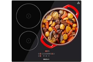 Cecotec Placa de Inducción 3 Fuegos Bolero Squad I 3250. Potencia Máxima 7400W en 9 Niveles, Indicador de Luz, Diámetro máx. 290mm, Booster, Detector de Sartenes, Temporizador