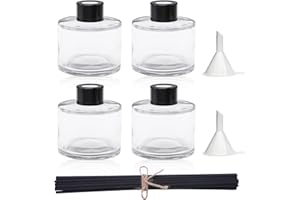 Agidea 4 x Duftglas-Diffusor-Flaschen, nachfüllbare Diffusor-Flaschen mit 20 Stück Schilfrohrstäbchen und schwarzen Kappen und Trichter, Diffusor-Gläser für Zuhause, Ölduft, Dekoration, Geschenk für