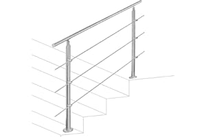 Vigevee Barandilla de acero inoxidable, pasamanos para escaleras, 100 cm, con 3 travesaños y accesorios para escaleras, parapeto, balcón