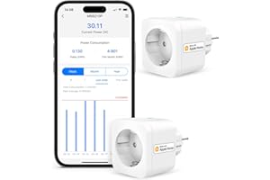Refoss Smart Steckdose funktioniert mit Apple HomeKit, WLAN Steckdose mit Verbrauchsmessung, Zeitschaltuhr Steckdose mit Fernbedienung, Stromzähler Balkonkraftwerk, mit Alexa, Google, 2 Stück