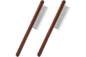 ZISHAN 2 PCS Cat Comb, Cat Comb for Long Haired Cats, Short Hair Small and Medium Cat Grooming Comb, Solid Wood pet comb for Cat, Removes Knots and Dead Hair Grooming Comb