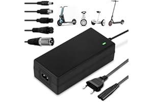 FOREVERUP Cargador para Scooter, 42V 2A Cargador de Batería, Cargador Patinete Electrico con 5 Adaptadores para Xiaomi M365 Pro/Ninebot, Adaptador de Cargador para Scooter Eléctrico y Equilibrio Hoverboard