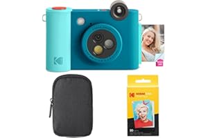 KODAK Smile+ 2-in-1 Digitale Sofortbildkamera & Bluetooth Fotodrucker Starterpaket + Tragetasche + Zink 20 Blatt - Blau