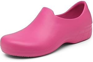 BELLA BAYS Women Kitchen Chef Garden Shoes Non Slip Oil/Water Resistant for Garden Hospital Restaurant Work Shoes Black/Pink/White Size 3-8