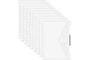 Agoer Plastic Wallets A4 Widen, 48 Pack Punched Pockets A4+ Document Wallets,[Wider Sizes] Plastic Folders with Hook and Loop Closure,11 Holes Files Wallet Large Capacity for School,Office,Travel