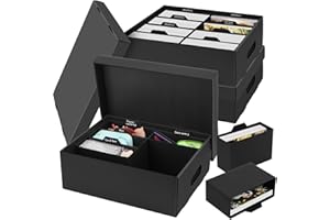 BILIPLE 3 Stück Fotoaufbewahrungsbox, Fotobox Aufbewahrungsbox mit Deckel für 10x15 cm Fotos, Aufbewahrungsboxen schwarz Fotoalben Foto-Organizer aus Pappe für Handwerk Aufkleber Foto