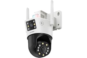 ZOSI 6MP Dual-Lens WiFi CCTV Camera Outdoor, Dual View Home Surveillance Wireless Security Camera Indoor, Color Night Vision, Virtual Fence, Auto Tracking, Person/Vehicle Detect, 2 Way Audio, C298 SE