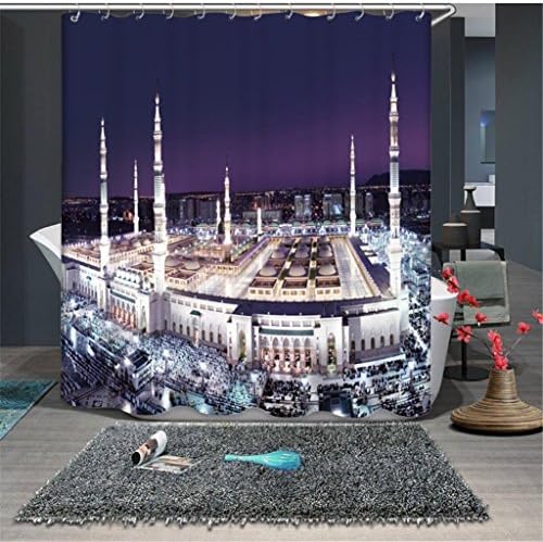 Curtains of shower room visual 3of the individuality of the buildings of the city in the light of the night Polyester printing sealing and epaissie of mold space decoree bathroom bath curtain shut down suspended , the privacy of air 200*180 cm