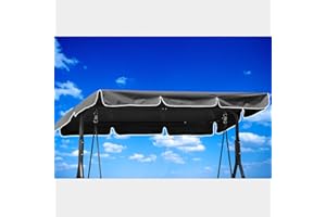 VWACBOAW Hollywoodschaukel Dachbezug, Ersatzdach Hollywoodschaukel 210 * 145cm, Wasserdicht, Winddicht, Reißfest, Polyestertuch, Anti-UV, Staubdicht. (250 * 190cm,Schwarz)