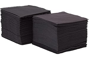 MORIGAMI Saten ser22104961 Coktail, tovagliolo 20 x 20, 2 strati, piegati a 1/4, 100 Tovaglioli, punta-punta, Nero