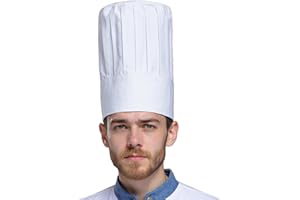 VPB Kochmütze Unisex,Verstellbar Kochhut,Koch Mütze,Baumwolle Kochmütze Damen Herren,Professionel Kochmü für Restaurant Kochen BBQ Backen(weiß)