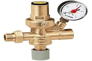 Caleffi 553140 Automatyczna jednostka do napełniania 1/2 cala z ręcznym kurkiem, sitkiem, zaworem zwrotnym i manometrem