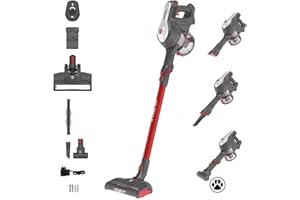 Hoover H-Free 100 HF122GPT, Aspirateur Balai sans Fil, Puissant 22V, Technologie Cyclonique, Autonomie 40 Min ; Brosse Spéciale Poils d'animaux, Grand réservoir 0.9L, Lumières LED, 2 Vitesses