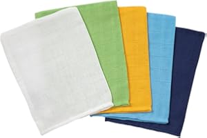 Bornino Basics Gauze Washcloths 15 x 20 cm (Pack of 5) - Durable Wash Cloth Made of Pure Cotton in Woven Quality - Soft and Skin-Friendly - Colourful