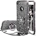 Produktbild iPhone 7 Hülle Glitzer, iPhone 8 Hülle Glitzer Schwarz 360 Grad Ständer und Trageband Diamant Glitzer Süße Case Mädchen für Apple iPhone 7/8 - 4,7 Zoll