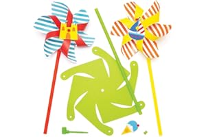 Baker Ross Windrädchen-Bastelsets „Am Meer“ (6 Stück) – Bastelset für Kinder zum Zusammensetzen und Verzieren