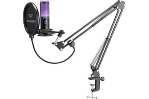 PREYON Eagle Scream Streaming and Gaming Kit de Micrófono USB para PC - Micrófono de Condensador Cardioide con Iluminación RGB, Brazo Plegable Y Soporte de Escritorio - Carcasa de Aluminio