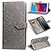 Produktbild Misteem Mandala Hülle für Huawei Honor 9 Lite, 3D Retro Blume Motiv PU Leder Hülle Klappbar Flip Wallet Case Cover Bookstyle Stoßfest Stand Magnet Schutzhülle für Huawei Honor 9 Lite - Blumen Grau