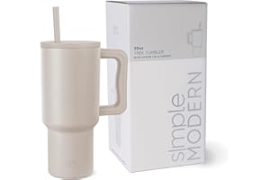 Simple Modern Vaso Térmico con Pajita y Asa| Taza Termica Café para Llevar | Botella de Agua Acero Inoxidable Aislado para café helado | Trek | 890ml | Almond Birch