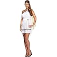 HENBRANDT Adult Women’s Roman Lady Mini Dress with Shawl and Headpiece Short White Toga Fancy Dress Costume Ancient History Dress Up Outfit One Size Ladies Fancy Dress Costume