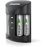 Energizer Battery Charger, Recharge Pro, for AA and AAA Batteries (4 AA Rechargeable Batteries Included), 639838, Black