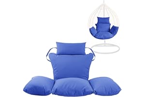 ISTYLE MODE BETTER HOME CHOICE Swing Egg Chair Replacement Cushion, Foldable Water-Resistant Hanging Basket Swing Chair Cushion with Headrest Pillow, Outdoor Porch Backyard Patio Hammock Swing Replacement Cushions (Royal)