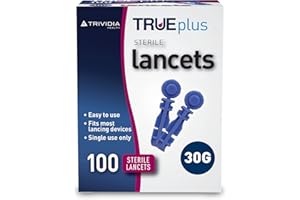 NIANWUDU Trividia Health Trueplus Lot de 100 lancettes stériles à usage unique Calibre 30