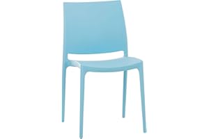 ‎CLP CLP XXL-Küchenstuhl Maya I Wetterbeständiger Stapelstuhl bis zu 130 kg belastbar I erhältlich, Farbe:hellblau