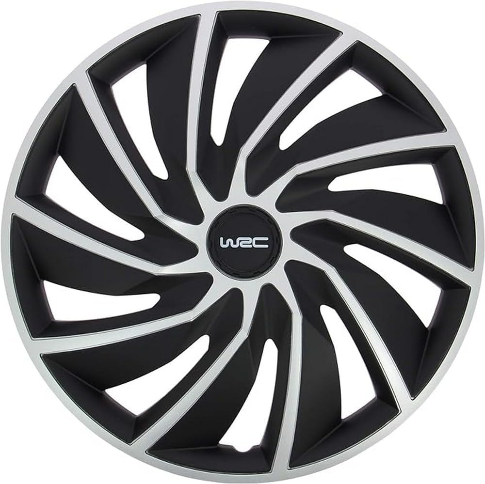 WRC 007598 4 Enjoliveurs 15" pouces, Turbo Bicolore Noir et Gris