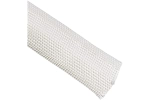 sourcing map Isolation Tresse Manchon 9.8Pied-25mm Haute TEMP Fibre Verre Manchon Blanc