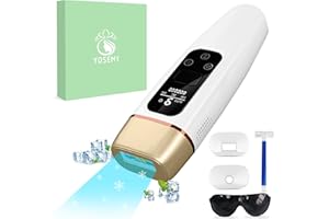 IPL Geräte Haarentfernung, YOSEMY IPL Laser Haarentfernungsgerät Tragbare mit Eiskühlung Funktion 599999 Lichtimpulse Dauerhafte Schmerzfreie Haarentfernung Laser für Gesicht, Bikini-Zone & Achseln