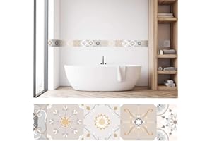 setecientosgramos Cenefa Auto-Adhesiva | Decoración de Pared Cocina & baño, 5 m x 15 cm | Terra