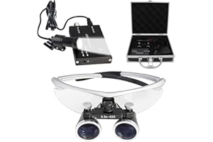 DDASAM Occhiali ingrandimento,Lente d'Ingrandimento Dentale, dental loupe,lampada dentale 3,5x Occhialini Binoculari Medici Chirurgici Dentali con Faro LED per Chirurgia Odontoiatrica