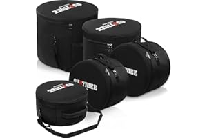 FREEAMG 5-Piece Drum Bag Set, Padded Drum Kit Bags for 12"/ 13"/ 14" Tom Snare, 16" Floor Tom, 22" Bass Drum, Drum Carrying Cases for Drummers