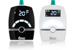 Babymoov Babyphone Audio Premium Care, Faible Emission d'Ondes avec Détecteur de Mouvement, Portée 1400m, Veilleuse, Berceuses, Capteur de Température, Talkie-Walkie
