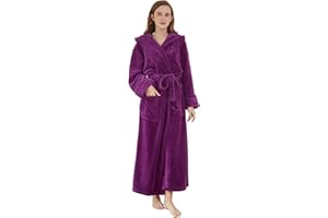 DiaryLook Fluffy Ladies Dressing Gown with Hooded, Super Soft Loungewear Robe for Women, Dressing Gowns for Women UK Bathrobe